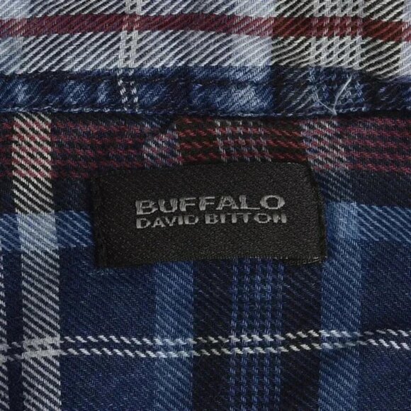 NWT Buffalo Plaid Check Blue Snap Button Dress Shirt Size Large - Picture 8 of 14